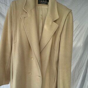 Vintage Ms Freddi Wool‎ Blend Cream Double breasted Coat Mid Thigh L/XL
